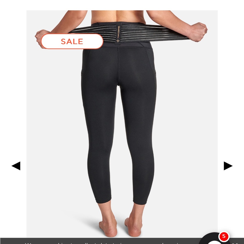 Tommie Copper Lower Back Support Leggings with Adjustable Straps L black
